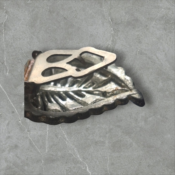 Antique Art DECO Silver Leaf Barrette Clip main image 6